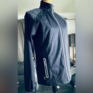 Elegant Navy Print Windbreaker Jacket for Women